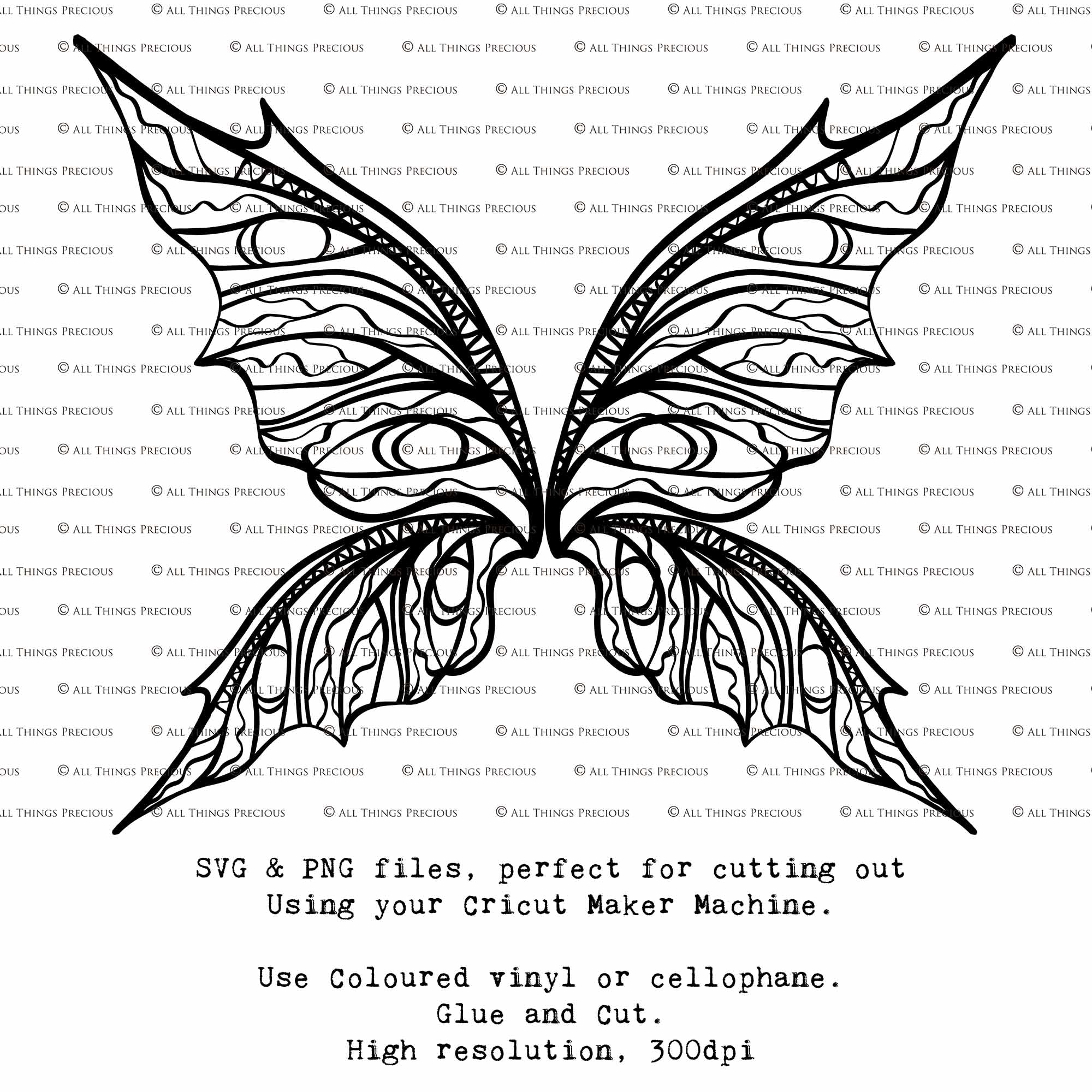 SVG & PNG Fairy Wing files for Cricut or Silhouette Cameo Cutting Machine. To create wearable fairy wings, in adult or children sizes.  Use this clipart design for Halloween Costumes, Fantasy or Cosplay or photography. These are Individual Wing Pieces, for you to cut and assemble. This is a digital product.